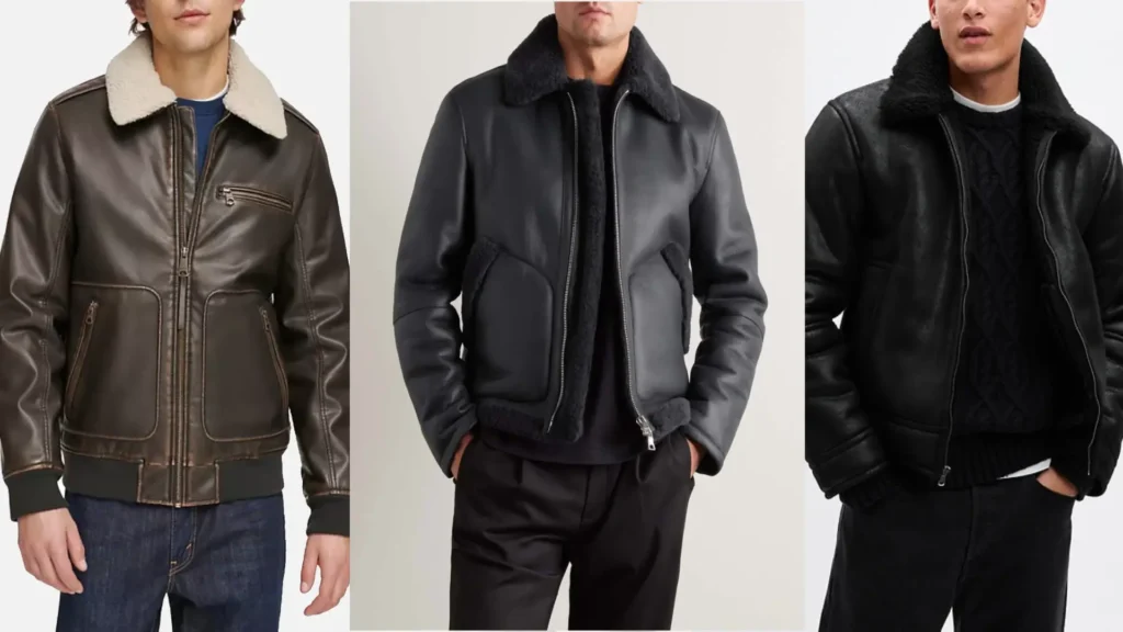 Elegance and Warmth- Lee Leather Jackets- Sherpa Collar Leather Jacket