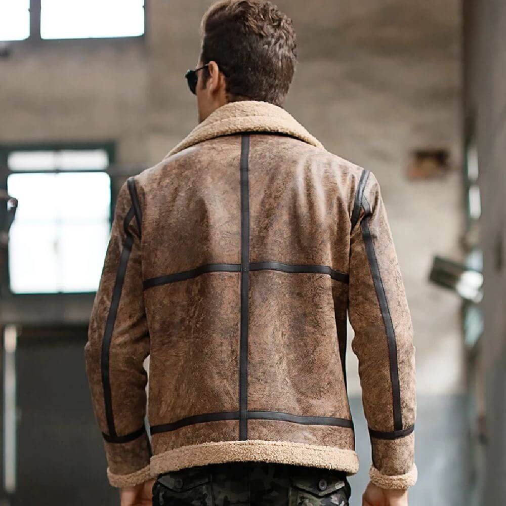Men's Bomber Airforce Flight Shearling Leather Jacket - Mens Avitor bomber Leathe r Jacket- Lee Leather Jackets -004