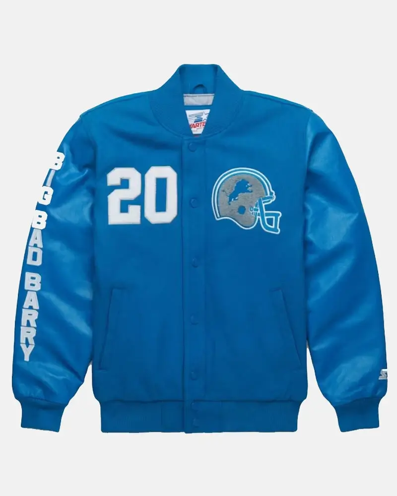 Barry-Sanders-GOAT-Blue-Letterman-Varsity-Jacket-Front