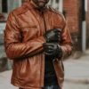 Men’s-Brown-Leather-Motorcycle-Jacket-Display-Lee-Leather-Jackets