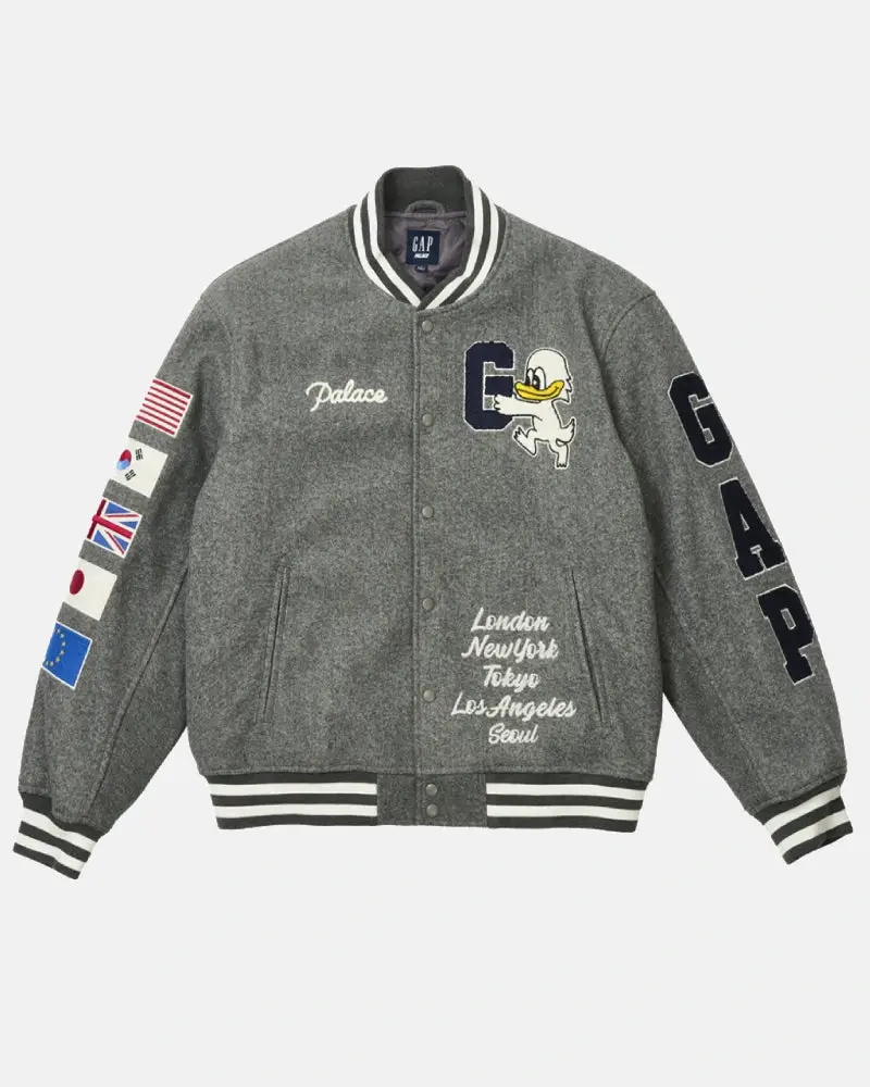 Palace-x-Gap--Grey-Wool-Varsity-Jacket-Front