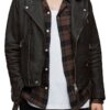 Black With Texture Mens Biker Leather Jacket
