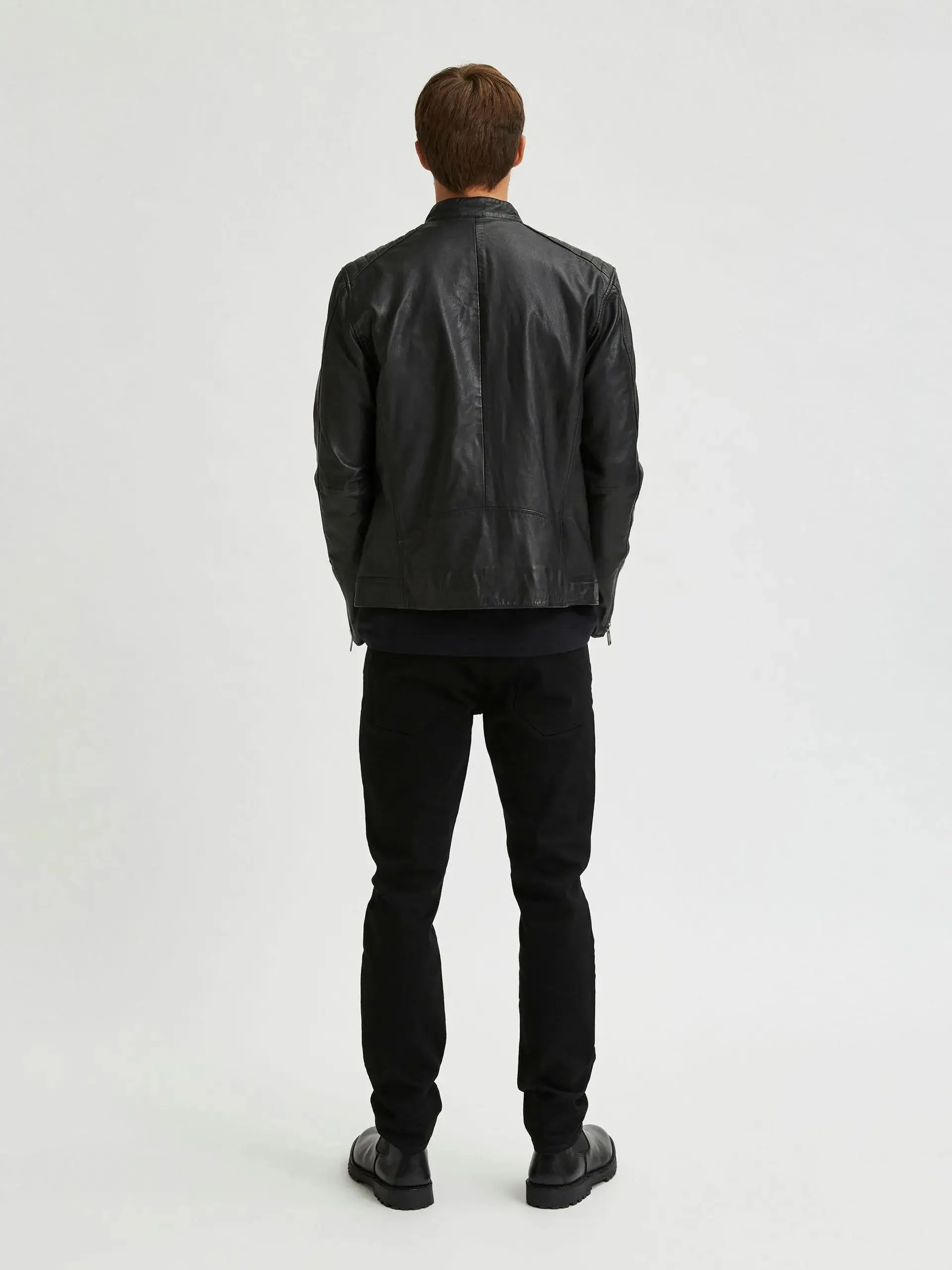 Mens-Black-Cafe-Racer-Biker-Leather-Jacket-Back-Lee-Leather-Jackets