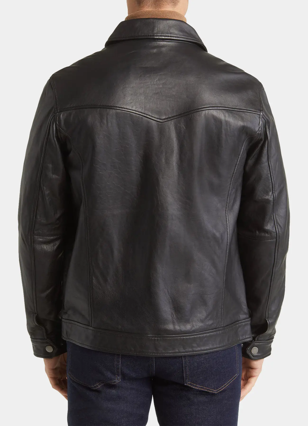 Mens-Black-Trcuker-Leather-Jacket-Back-Lee-Leather-Jackets