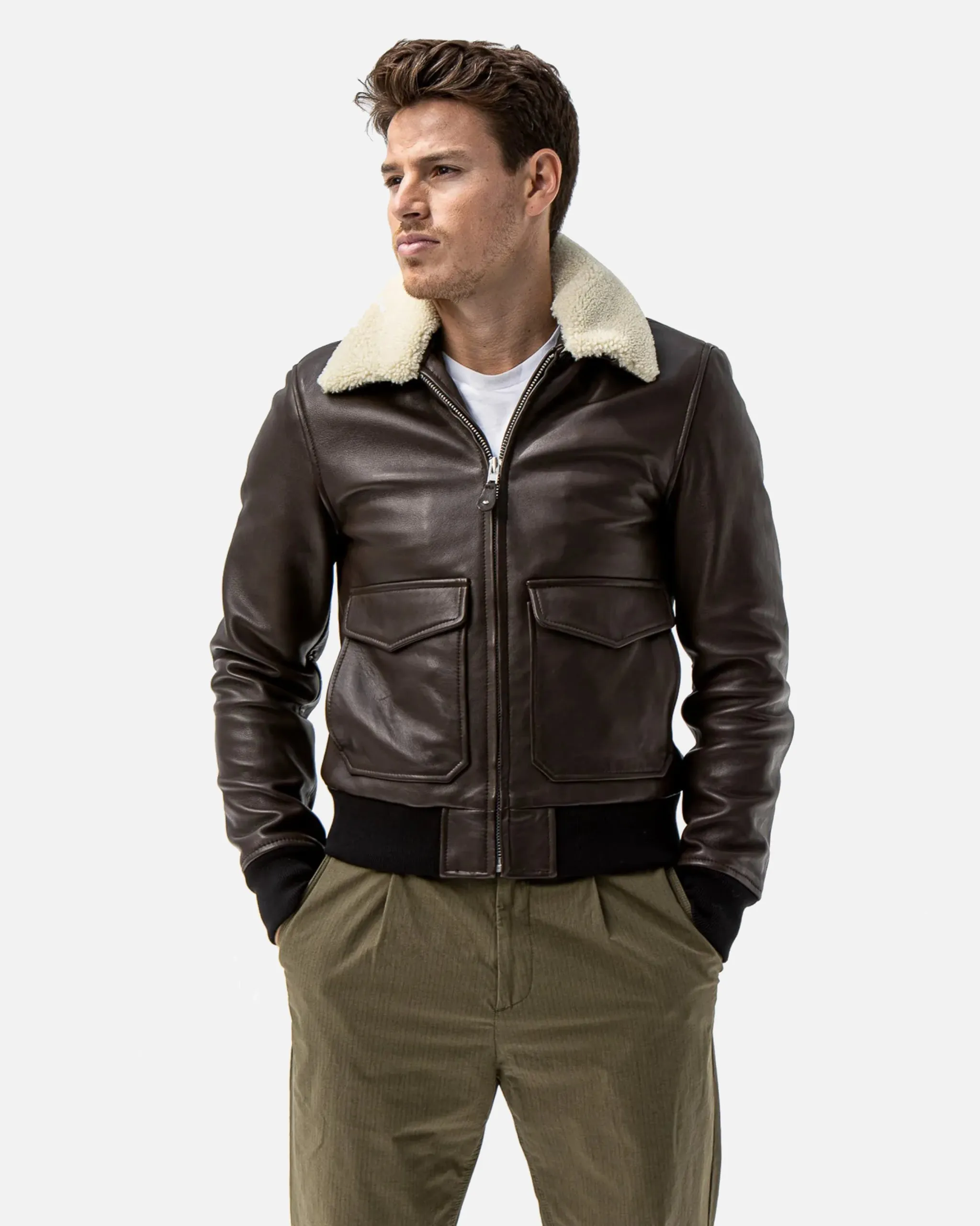 Mens-Brown-Bomber-Leather-Jacket-with-Fur-Collar-Front-Lee-Leather-Jackets