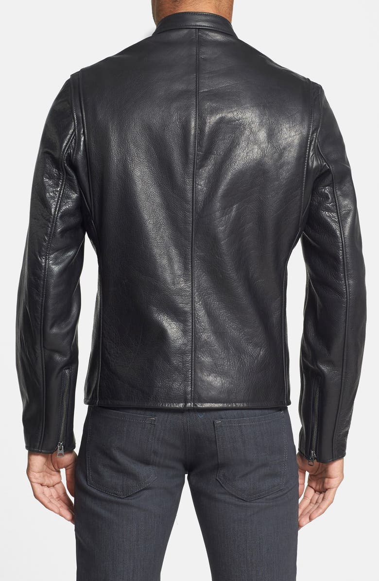 Mens-Cafe-Racer-Black-Leather-Jacket-Back-Men’s Cafe Racer Black Leather Jacket