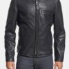 Mens-Cafe-Racer-Black-Leather-Jacket-Front-Men’s Cafe Racer Black Leather Jacket