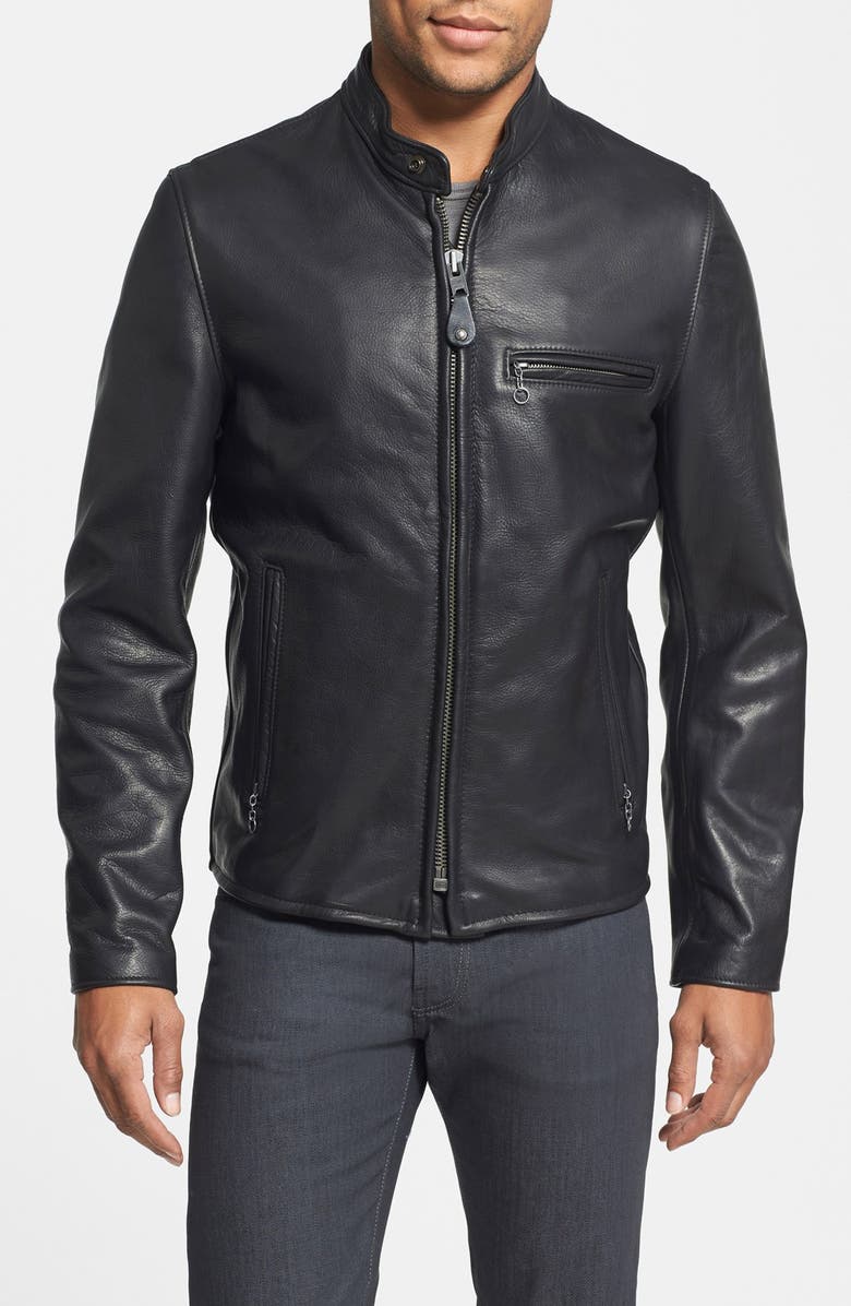 Mens-Cafe-Racer-Black-Leather-Jacket-Front-Men’s Cafe Racer Black Leather Jacket