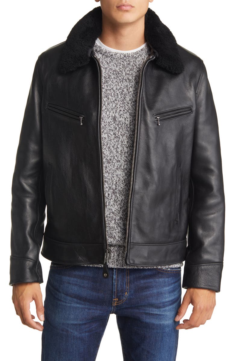 Mens-Sheepskin-Leather-Jacket-with-Fur-Collar-Display-Lee-Leather-Jackets