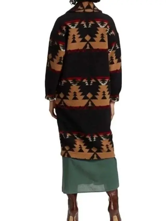 Yellowstone-S05-Beth-Dutton-Black-Printed-Coat-Lee-Leather-Jackets-Back