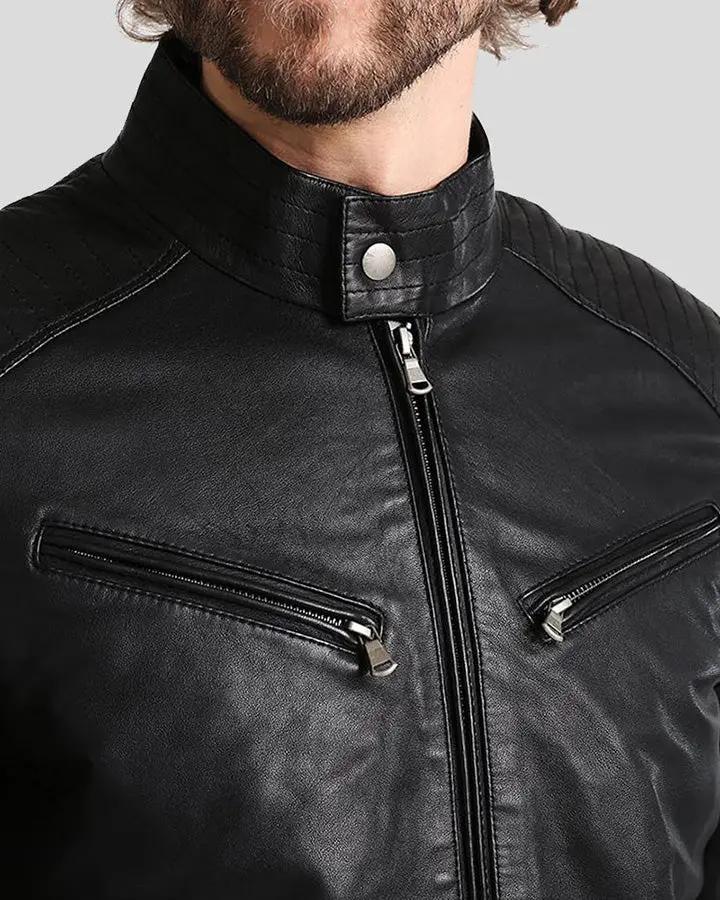 Scott-Black-Leather-Racer-Jacket-Closeup-Leeleatherjackets
