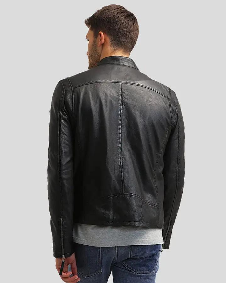 frank-mens-black-leather-racer-jacket-back-Leeleatherjackets
