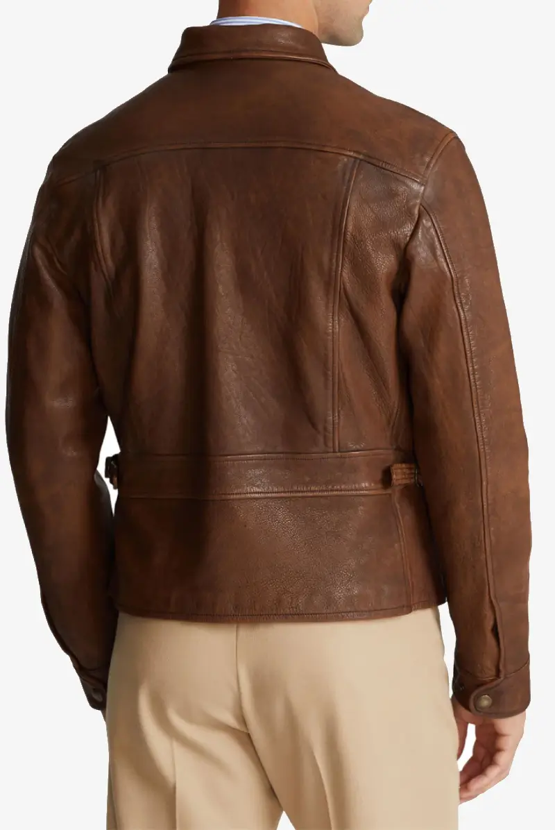 Classic-Brown-Cafe-Racer-Jacket-for-Men-Back-LeeLeatherJackets